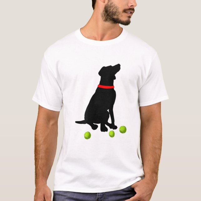 Labrador Retriever Dog with Yellow Lab Tennis Ball T-Shirt (Front)