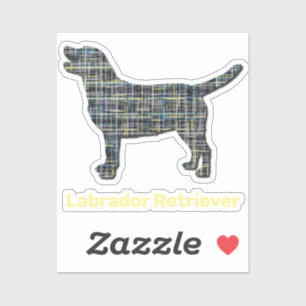 Labrador Retriever Dog Yellow & Blue Grid Sticker