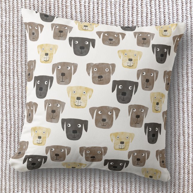 Labrador Retriever Dogs Cushion (Fun Labrador retriever dog pattern throw pillow)