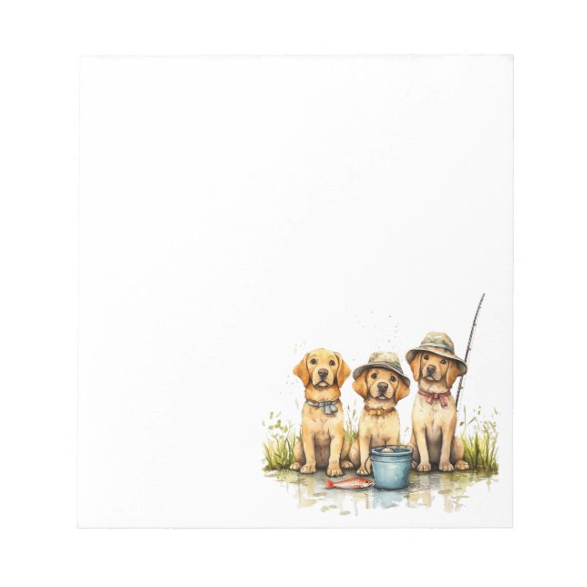 Labrador Retriever Dogs Fishing Notepad (Front)