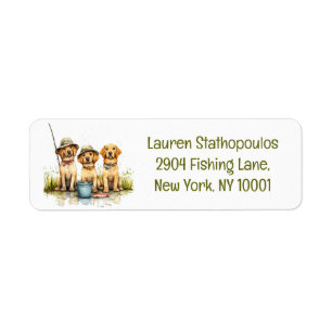 Labrador Retriever Dogs Fishing Return Address Label