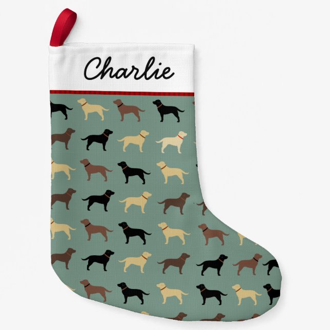 Labrador Retriever Dogs Pattern Labs Small Christmas Stocking (Front)