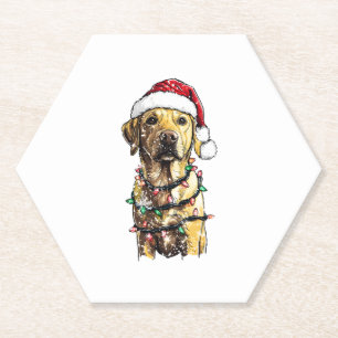 Labrador Retriever Dogs Tree Christmas Sweater Xma Paper Coaster