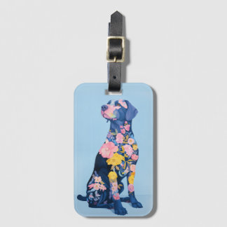 Labrador Retriever Floral Luggage Tag