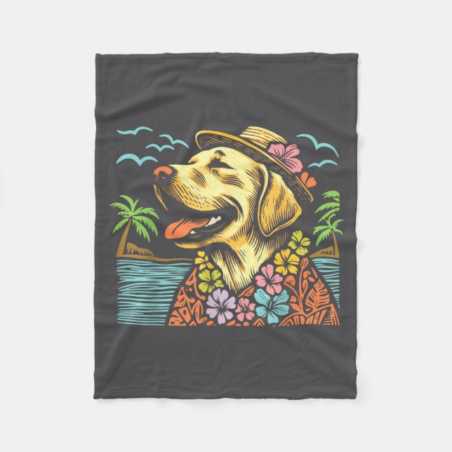 Labrador Retriever Floral Trocal Summer Vibes Hawa Fleece Blanket (Front)