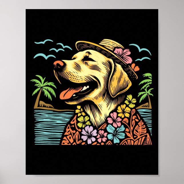 Labrador Retriever Floral Trocal Summer Vibes Hawa Poster (Front)