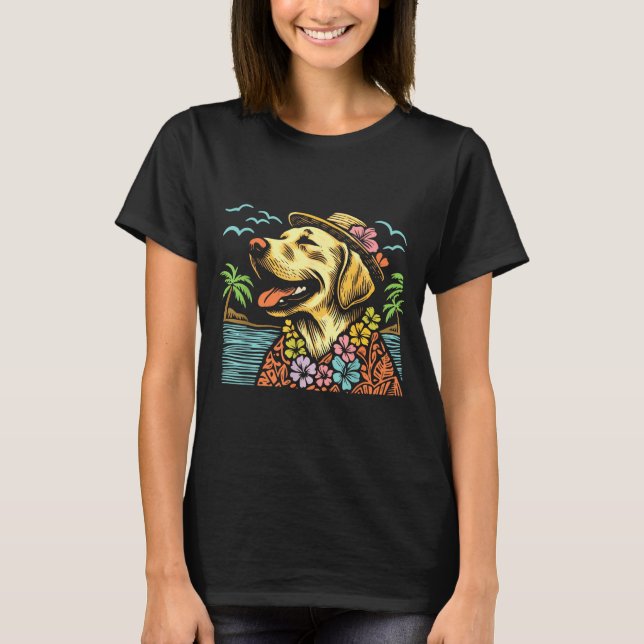 Labrador Retriever Floral Trocal Summer Vibes Hawa T-Shirt (Front)
