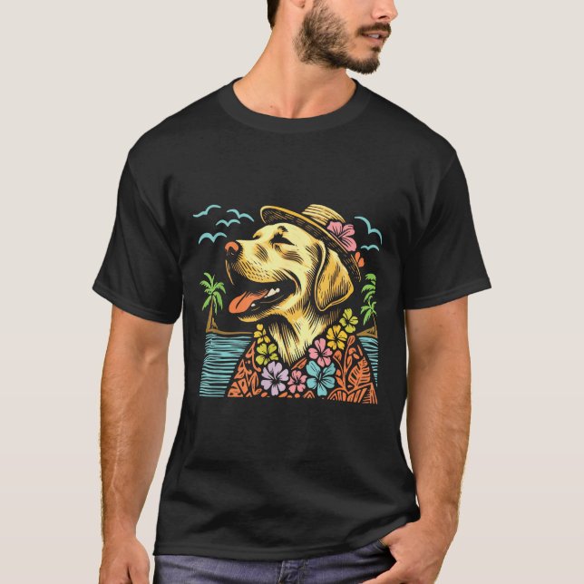 Labrador Retriever Floral Trocal Summer Vibes Hawa T-Shirt (Front)