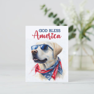 Labrador Retriever, God Bless America Postcard