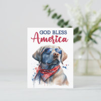 Labrador Retriever, God Bless America Postcard