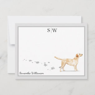 Labrador Retriever Gray Border Monogram Custom Card