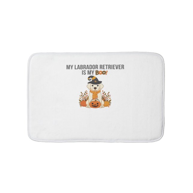 Labrador Retriever Halloween Dog  Funny Spooky Boo Bath Mat (Front)