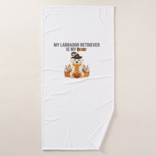 Labrador Retriever Halloween Dog Funny Spooky Boo Bath Towel