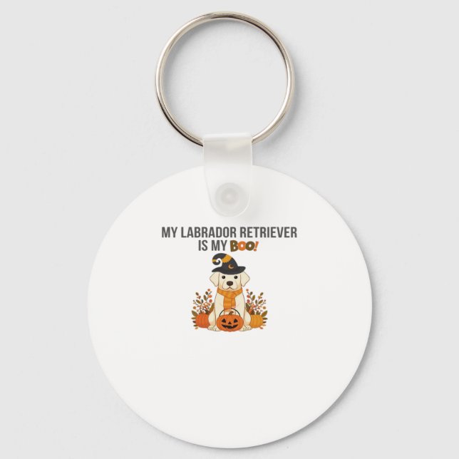 Labrador Retriever Halloween Dog  Funny Spooky Boo Key Ring (Front)