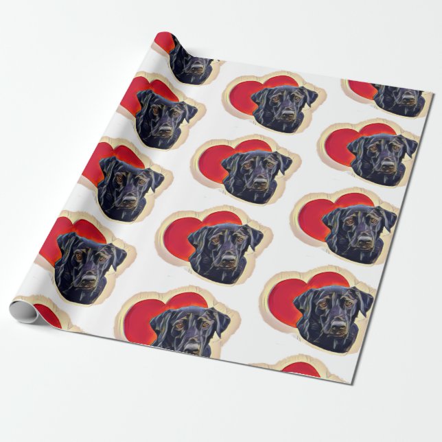  Labrador Retriever Heart Wrapping Paper (Unrolled)