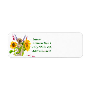 Labrador Retriever Hiding In The Sunflowers Return Address Label