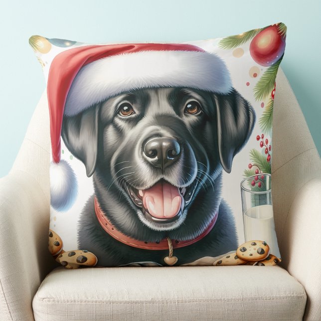 Labrador Retriever Holiday Santa Dog Christmas  Cushion (Creator Uploaded)