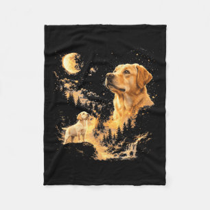 Labrador retriever howling to the moon vintage fleece blanket