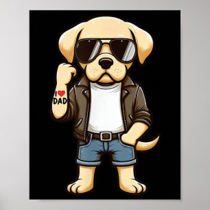 Labrador Retriever I Love Dad Funny Dog Tattoo  Poster