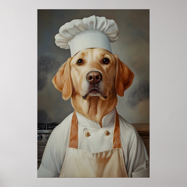 Labrador Retriever In Chefs Hat Poster, Pet Poster (Front)