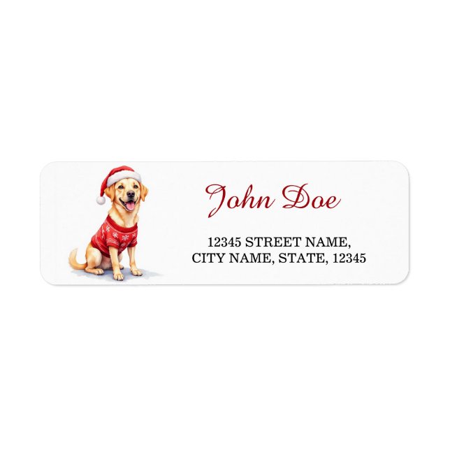 Labrador Retriever in Christmas Sweater Return Address Label (Front)
