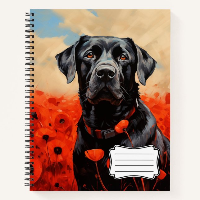 Labrador retriever in poppies notebook (Front)
