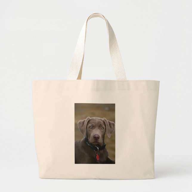 Labrador Retriever In Rare Light Silver Large Tote Bag (Front)