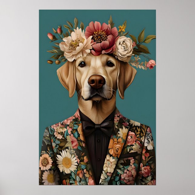 Labrador Retriever In Suit Poster, Labrador Poster (Front)
