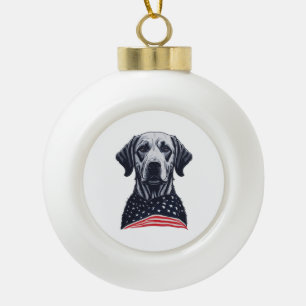 labrador retriever Independence Day Ceramic Ball Christmas Ornament