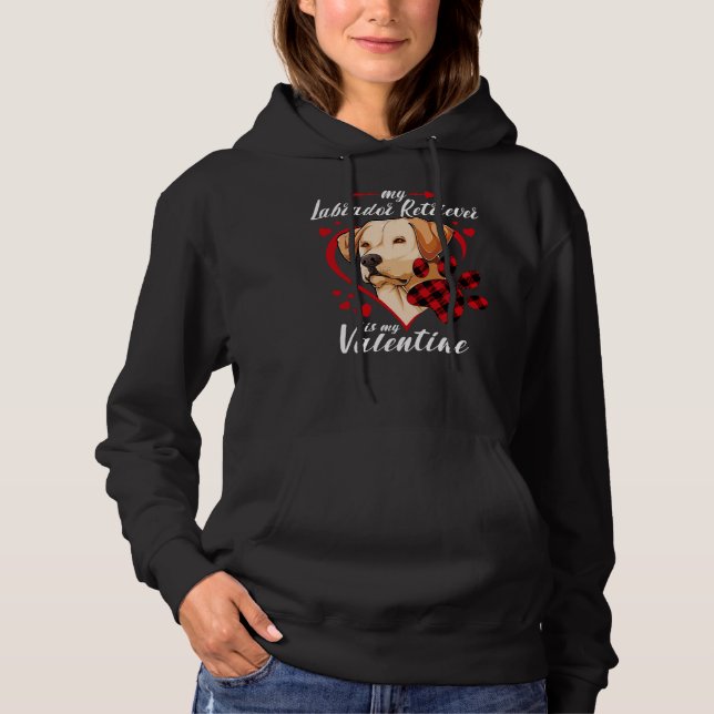 Labrador Retriever Is My Valentine Dog Red Plaid H Hoodie (Front)