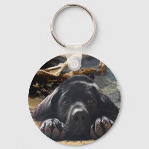 Labrador Retriever Keychain Beach