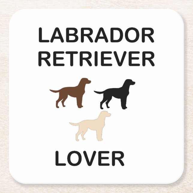 labrador retriever lover all colours silhouettes  square paper coaster (Front)