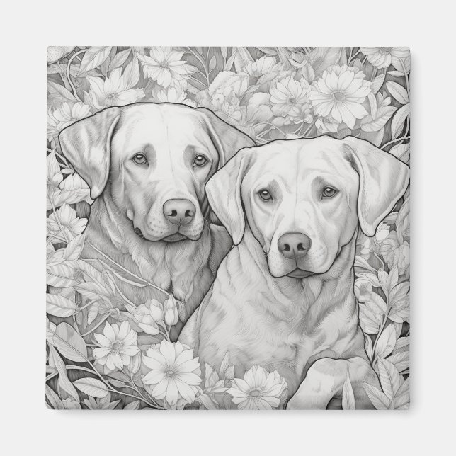 Labrador Retriever Magnet - Two Dogs (Front)