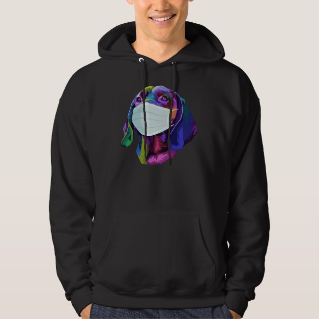 Labrador Retriever Mask Colourful Dog Pop Wearing  Hoodie (Front)