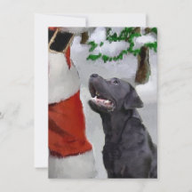 Labrador Retriever Meets Santa Christmas Card