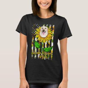 Labrador Retriever Mum Sunflower American Flag Dog T-Shirt