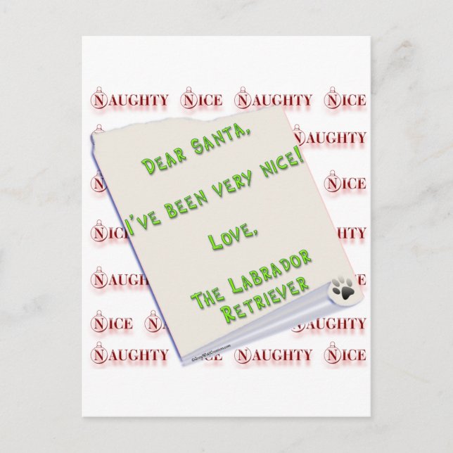 Labrador Retriever Naughty or Nice Holiday Postcard (Front)