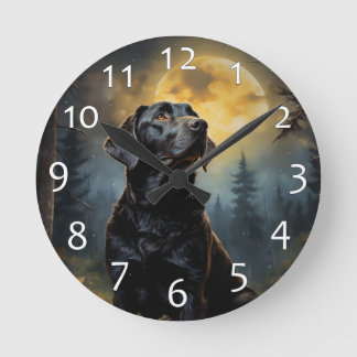 Labrador retriever on a moonlit night round clock