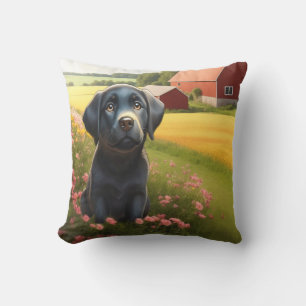 Labrador Retriever on Farm Cushion