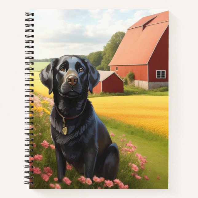 Labrador Retriever on Farm Notebook (Front)