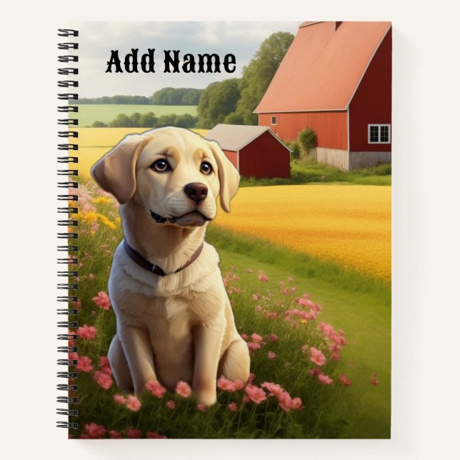 Labrador Retriever on Farm Notebook (Front)