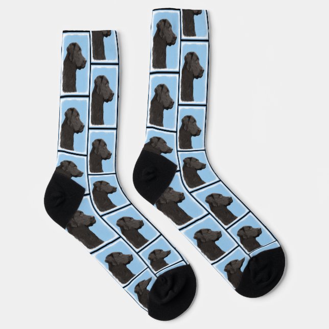 Labrador Retriever Painting Black Lab Pet Dog Art Socks (Right)