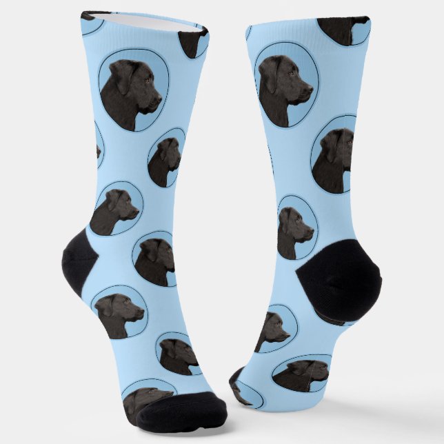 Labrador Retriever Painting Black Lab Pet Dog Art Socks (Angled)
