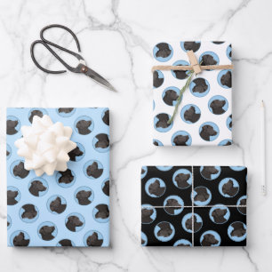 Labrador Retriever Painting Black Lab Pet Dog Art Wrapping Paper Sheet