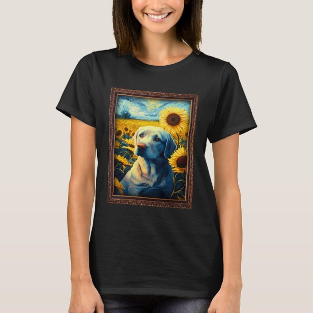 Labrador Retriever Painting Sunflower Flower Mum W T-Shirt (Front)
