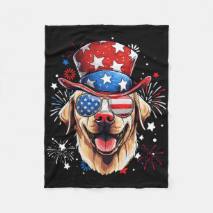 Labrador Retriever Patriotic Usa Flag 4th Of July  Fleece Blanket