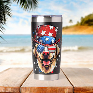 Labrador Retriever Patriotic USA Flag 4th Of July Insulated Tumbler