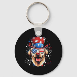 Labrador Retriever Patriotic Usa Flag 4th Of July Key Ring