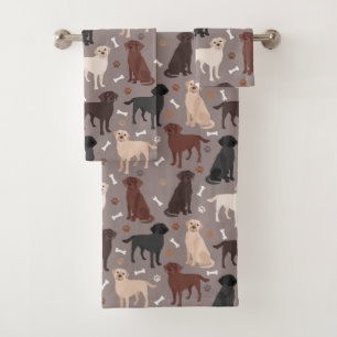 Labrador Retriever Paws and Bones Bath Towel Set