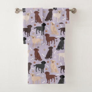 Labrador Retriever Paws and Bones Bath Towel Set